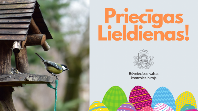 Attēlā putnu barotava un zīlīte, kā arī apsveikums Lieldienās