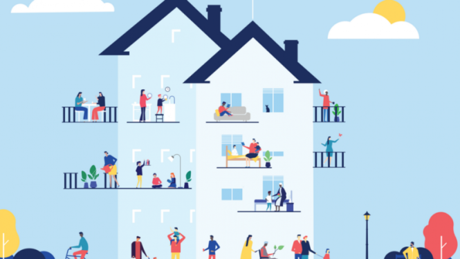 Zīmēts daudzdzīvokļu nams