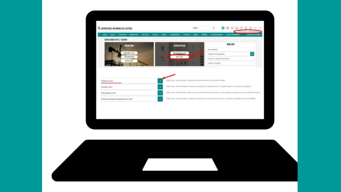 Dators ar norādi uz BIS mājas lietu