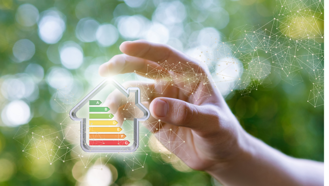 Ēkas ar energoefektivitātes klasēm simbols