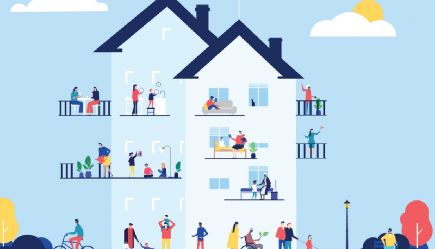 Zīmēts daudzdzīvokļu nams