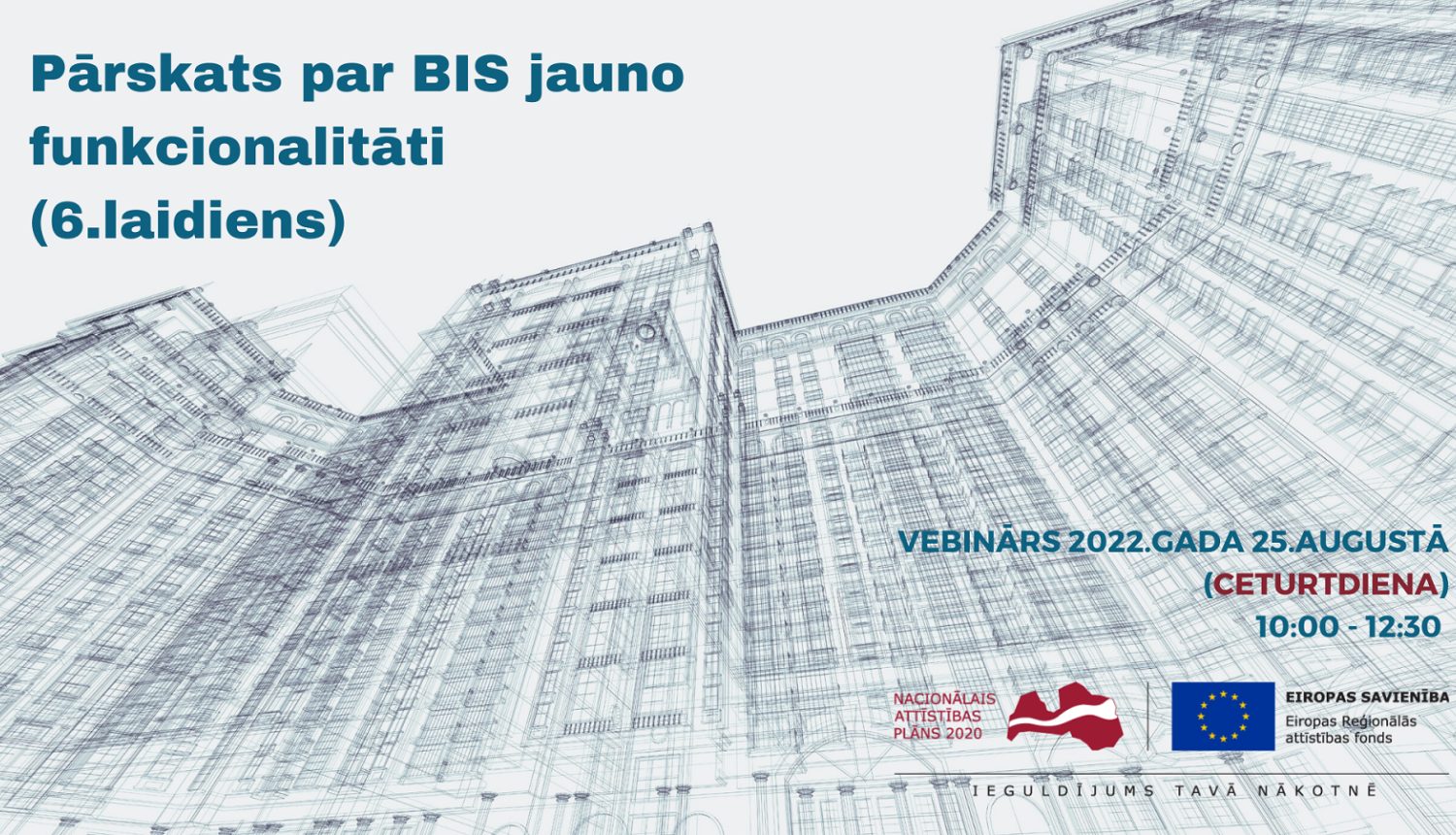 Uz ēkas fona vebināra nosaukums